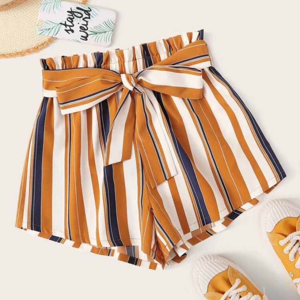 Paperbag Waist Striped Shorts!